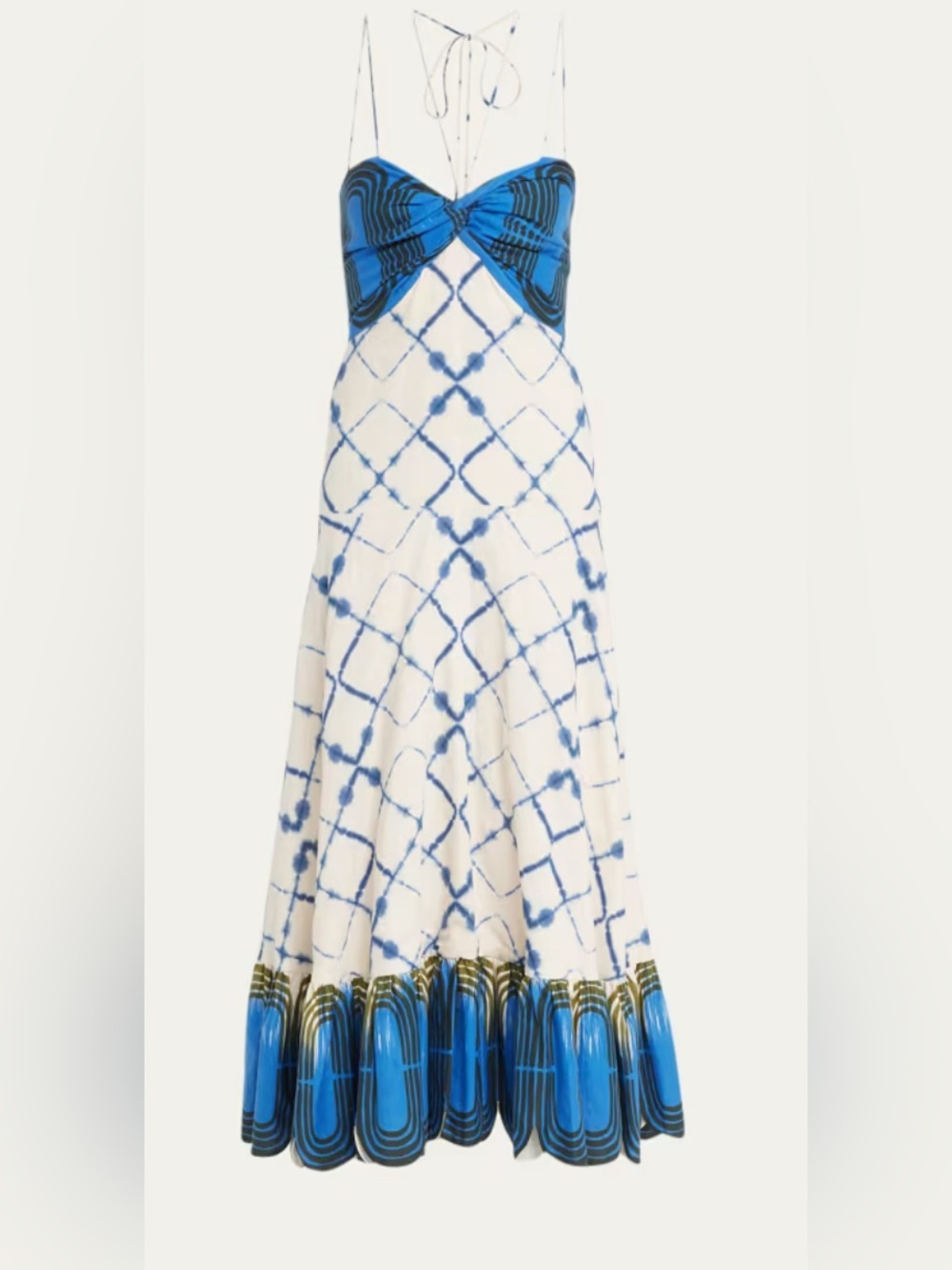 Alexis Nuri Blue Tie-Dye Strap Maxi  Dress